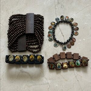 Vintage Religious Beaded Bracelets Set